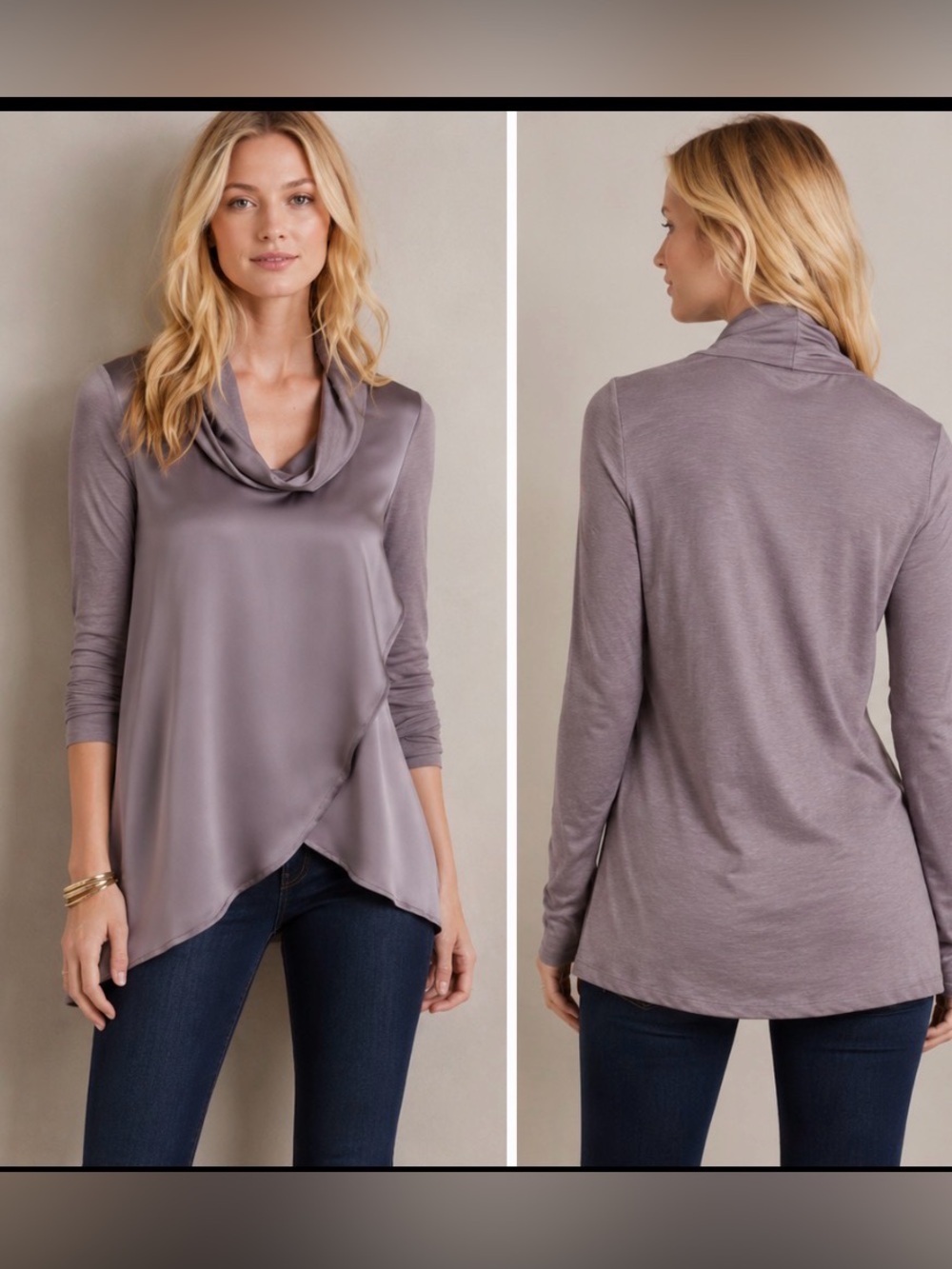 Anthropologie Deletta Satin Cowl Neck